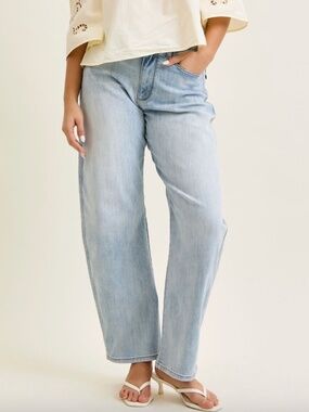 NWT JUDY BLUE Barrel Leg Jeans Sz 29 Light Wash Marlow Arc Baggy High Waist